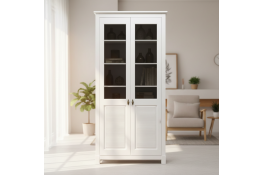 Витрина Рауна 20 из массива сосны (белый воск/Dark Grey)